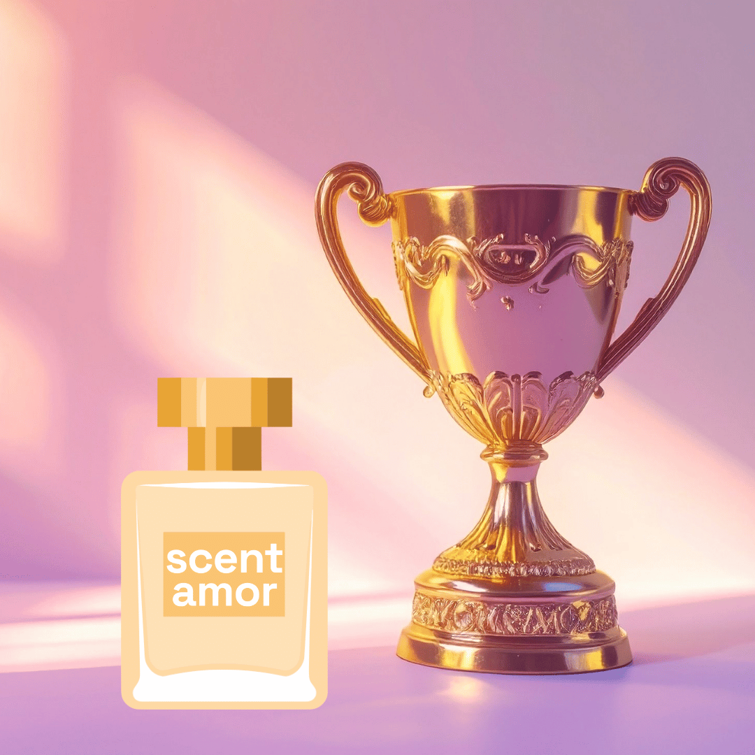 Ikonische Parfums bei scent amor Deinem Fachmann für Nischenparfum mit goldenem Pokal und Flakon