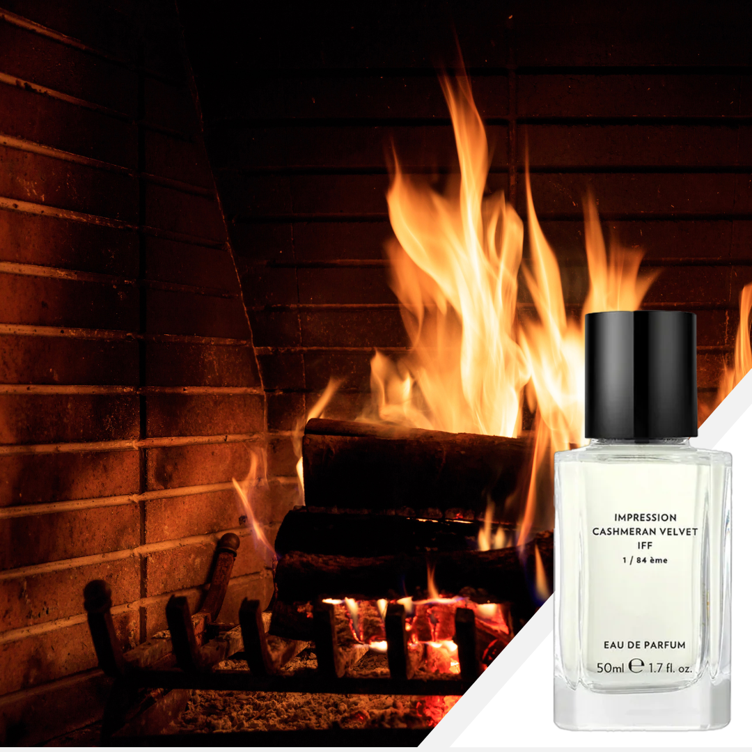 Kaminfeuer mit Nischenparfum Cashmeran Velvet von Ostens
