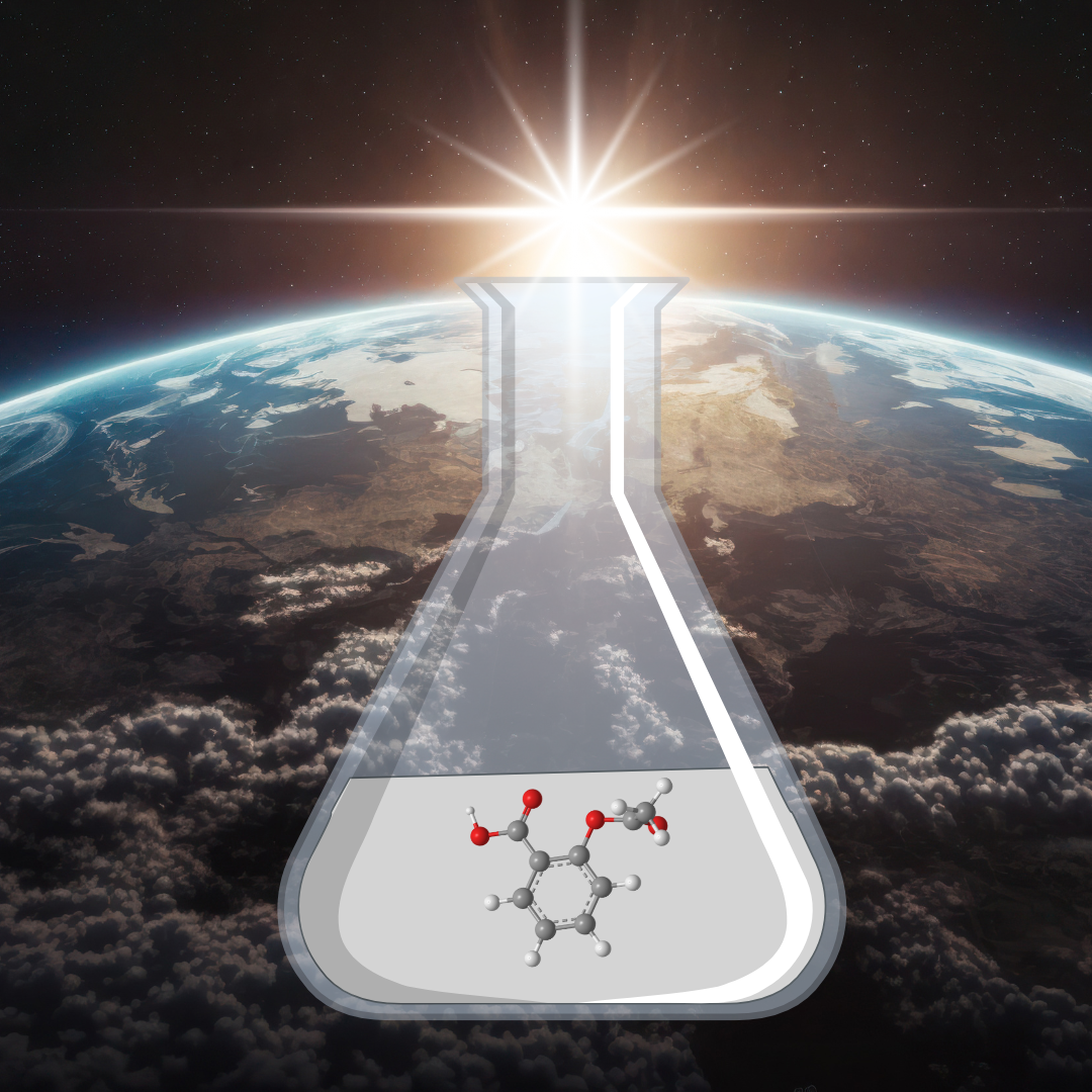 Erlenmeier Kolben vor Erde mit Duftmolekülen