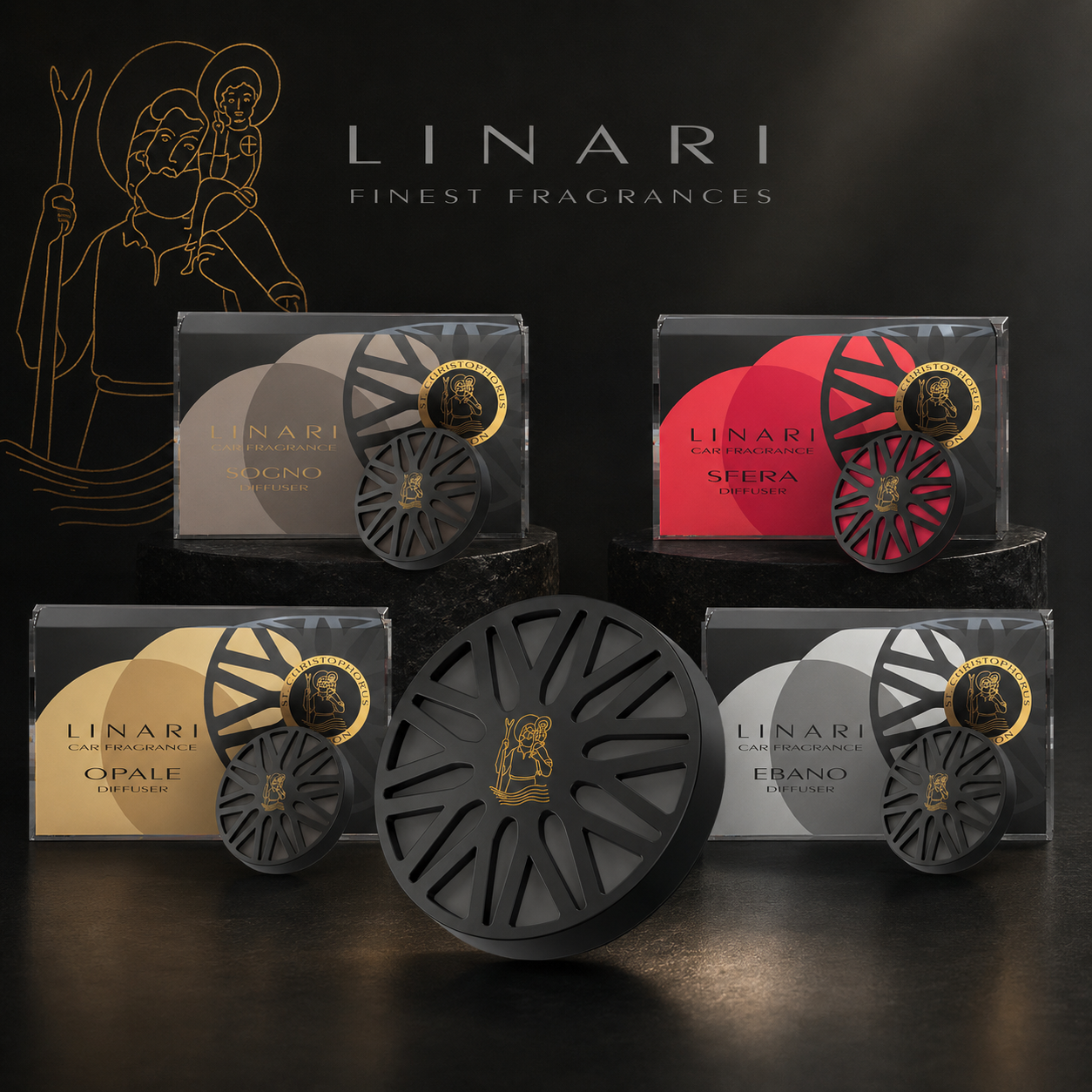 linari car fragrances collage christophoros