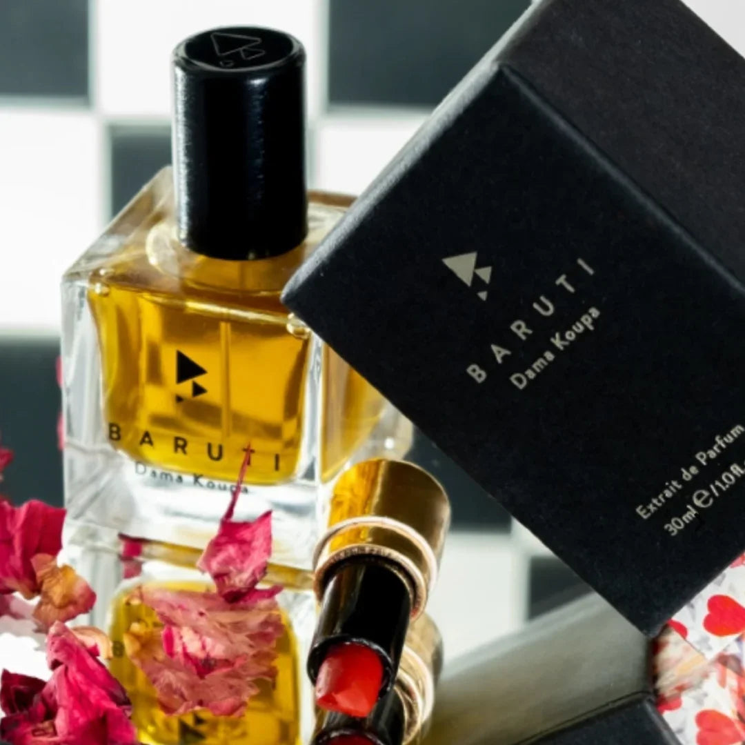 baruti dama koupa exdp flakon neben box