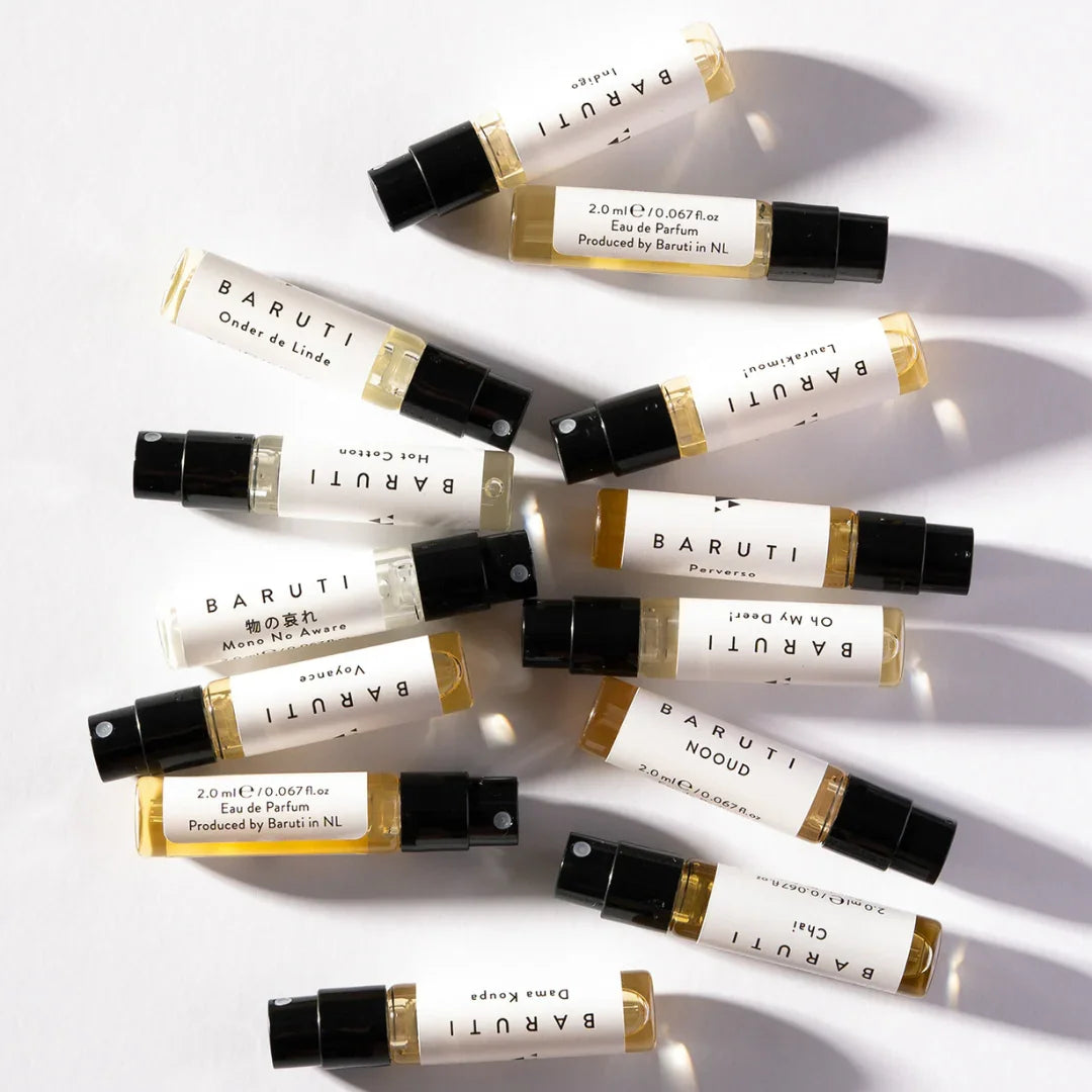 baruti perfumes edp discovery set proben auf weissem hintergrund