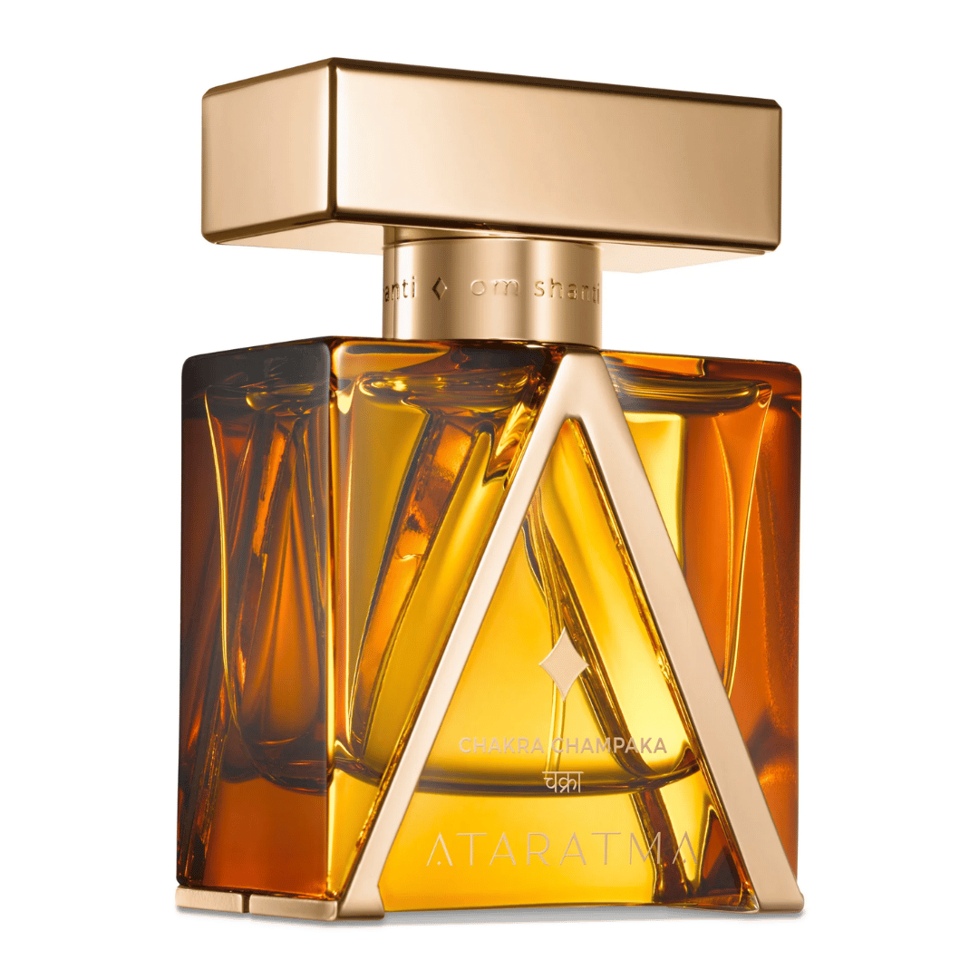 CHAKRA CHAMPAKA Parfum ATARATMA Nischenduft Flakon leicht gedreht präsentiert bei scent amor