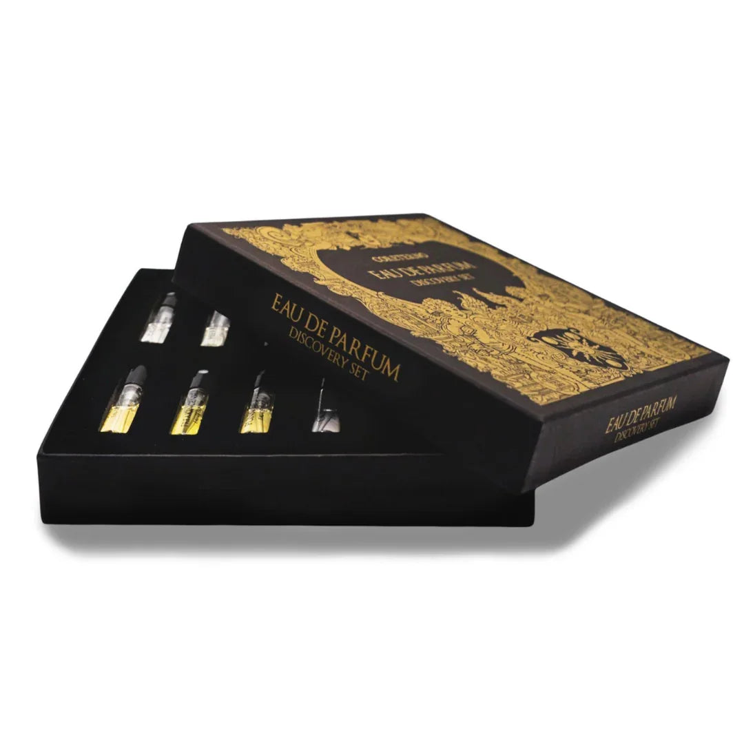 Coreterno Eau de Parfum Discovery Set erhältlich online bei scent amor - geöffnete Box aus seitlicher Perspektive