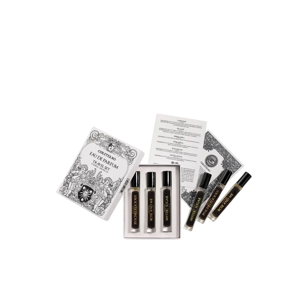 Coreterno Eau de Parfum Travel Set auf transparentem Hintergrund - erhältlich bei scent amor