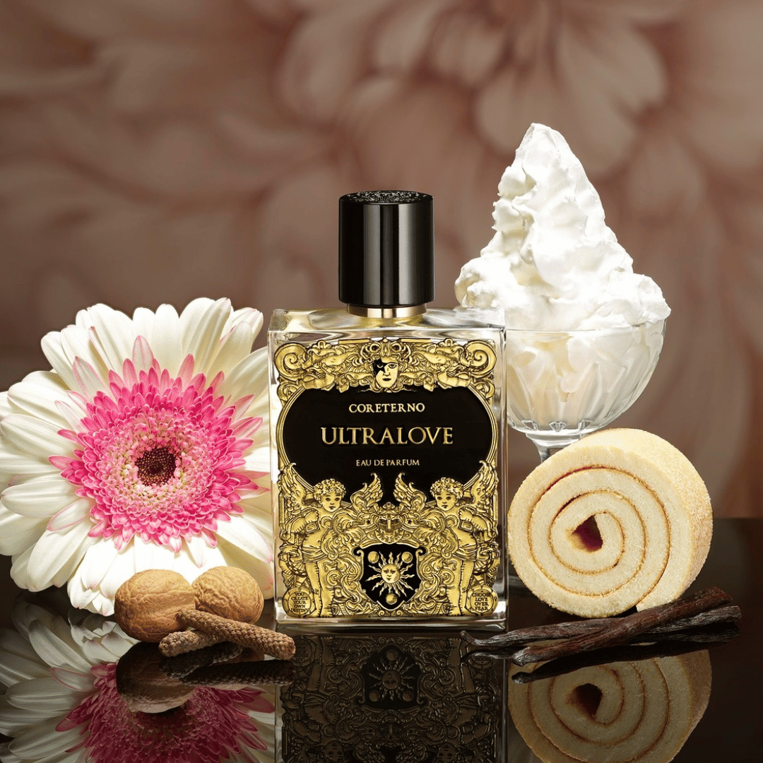 Flakon von Coreterno Ultralove Eau de Parfum bei scent amor mit Bisquit und Sahne