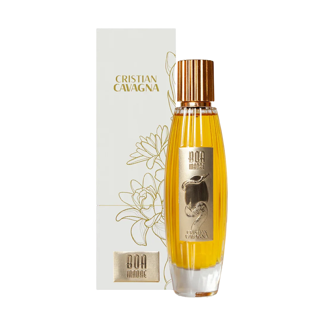 Boa adre Extrait de Parfum von Cristian Cavagna, luxuriös und ausdrucksstark - scent amor präsentiert, Flakon gezeigt neben Verpackung