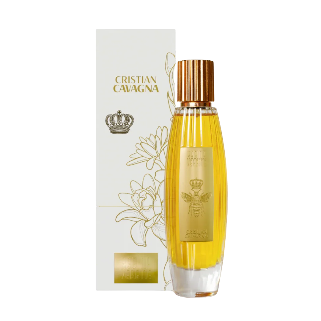 Regina Vergine, Extrait de Parfum von Cristian Cavagna, luxuriös und ausdrucksstark - erhältlich bei scent amor, gezeigt neben Verpackung