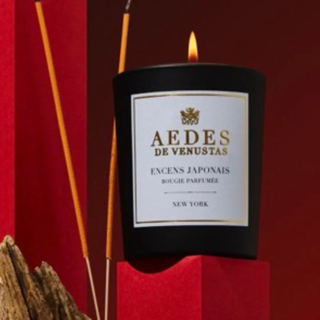 Aedes de Venustas ENCENS JAPONAIS Duftkerze Mood brennende Kerze Räucherstäbchen Details