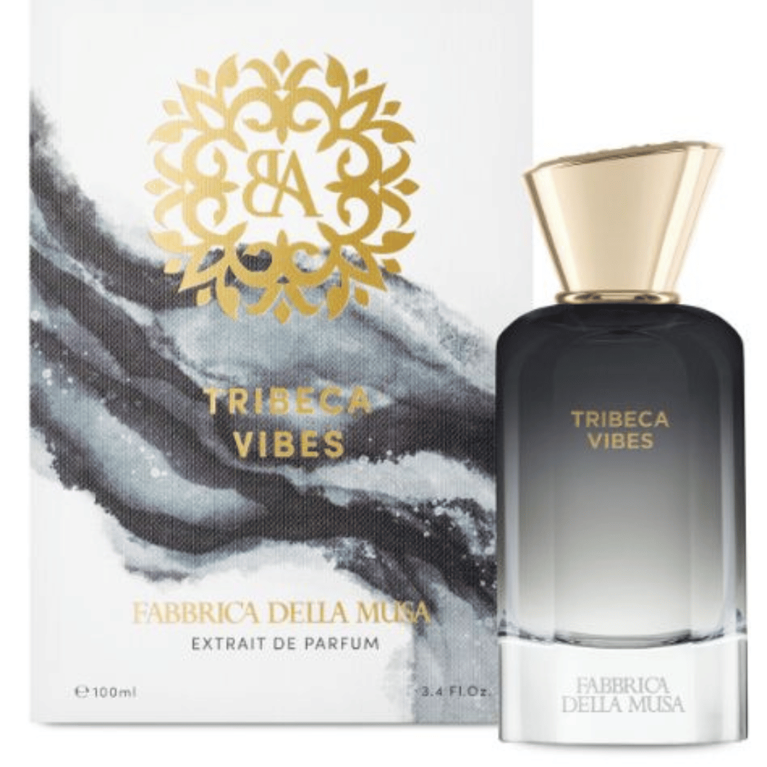 Fabbrica Della Musa TRIBECA VIBES Extrait de Parfum Nischenduft Flakon vor der Box mit Goldkappe beim Fachmann für Nischenparfum scent amor