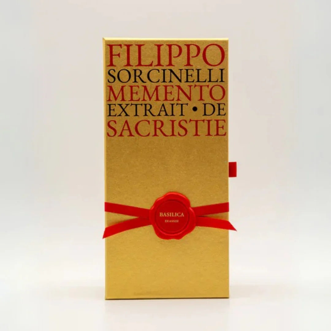 Filippo Sorcinelli MEMENTO BASILICA DI ASSISI Extrait de Parfum Detail Umverpackung memento Kollektion scent amor