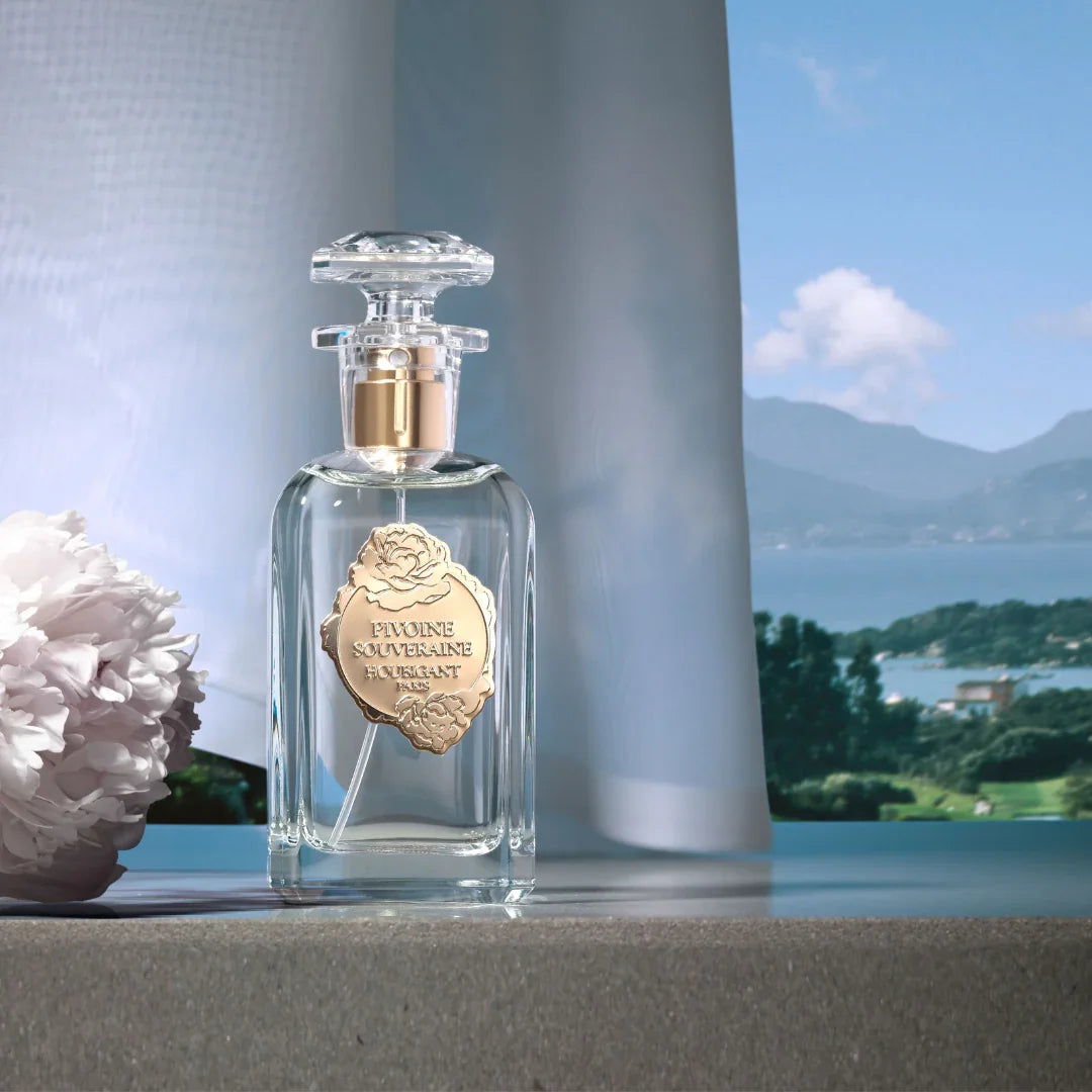 Houbigant Paris PIVOINE SOUVERAINE Eau de Parfum Mood Flakon Pfingstrose Berglandschaft scent amor