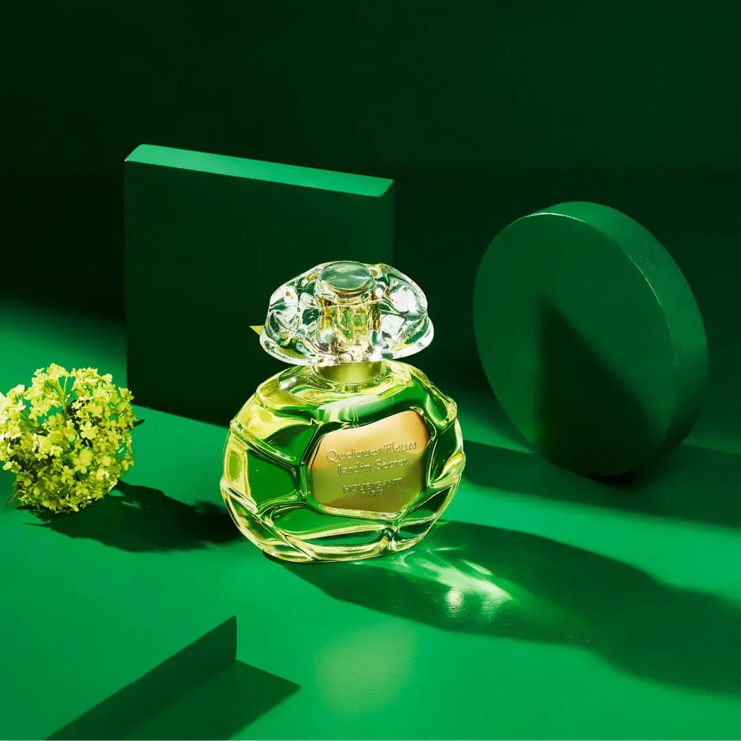 Houbigant Paris QUELQUES FLEURS JARDIN SECRET Eau de Parfum Extrême Mood grün Flacon mit Blüte