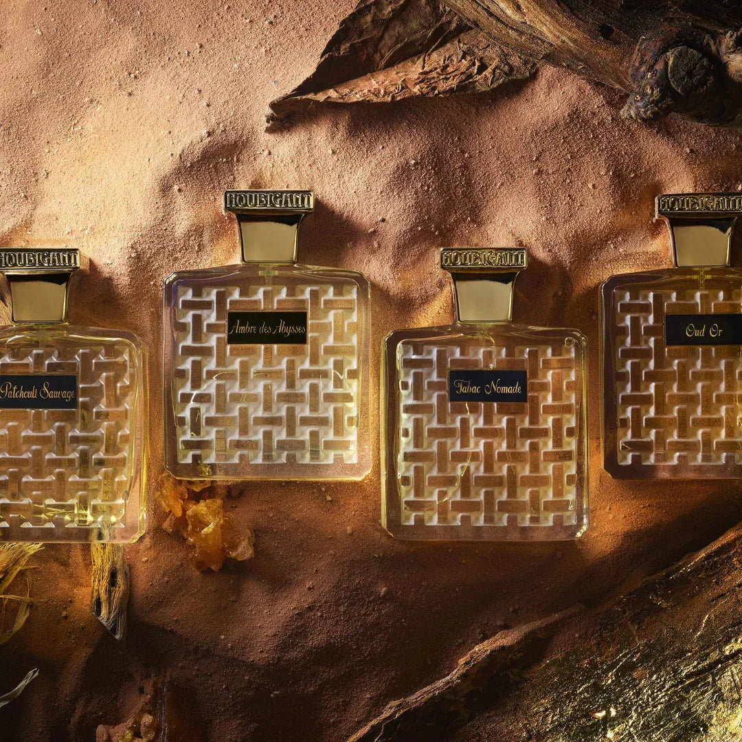 Houbigant TABAC NOMADE Eau de Parfum Mood Collection Orientale Flakons auf rotem Sand scent amor