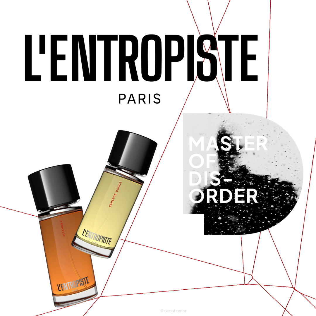 L'Entropoiste Image Foto mit zwei Parfumflakons der Nischenmarke und Logo