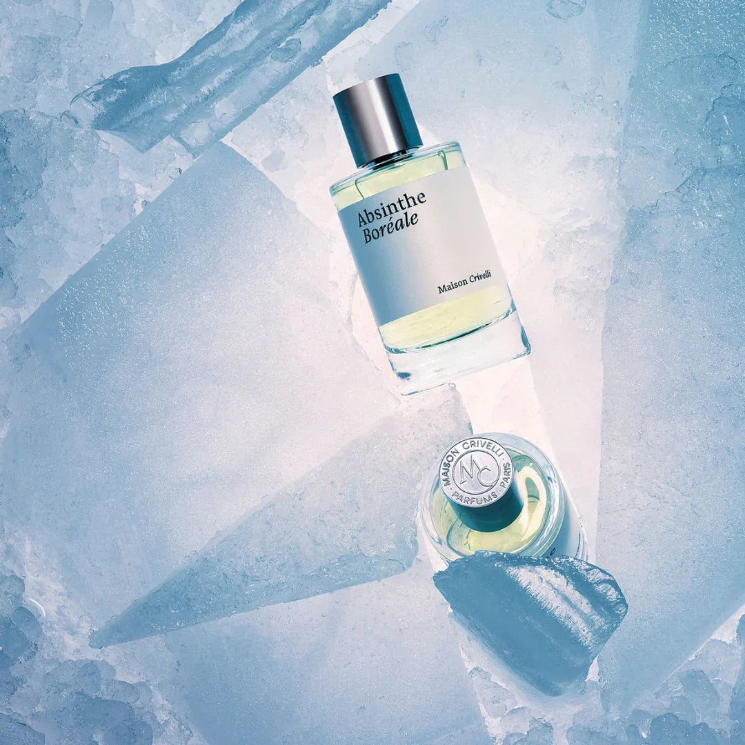 maison crivelli absinthe boreale flakons zwischen eis
