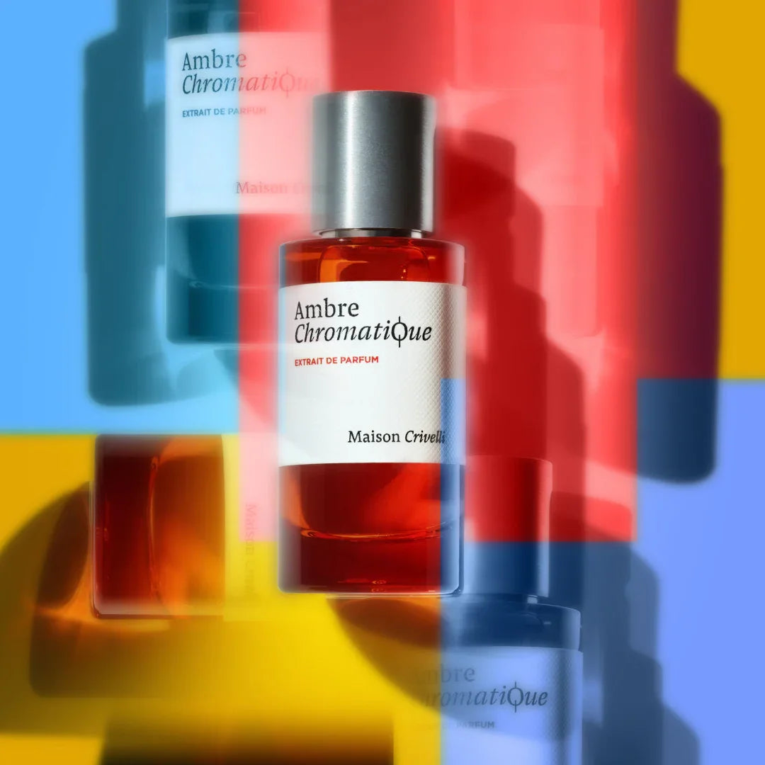 maison crivelli aroma chromatique flakon auf buntem hintergrund