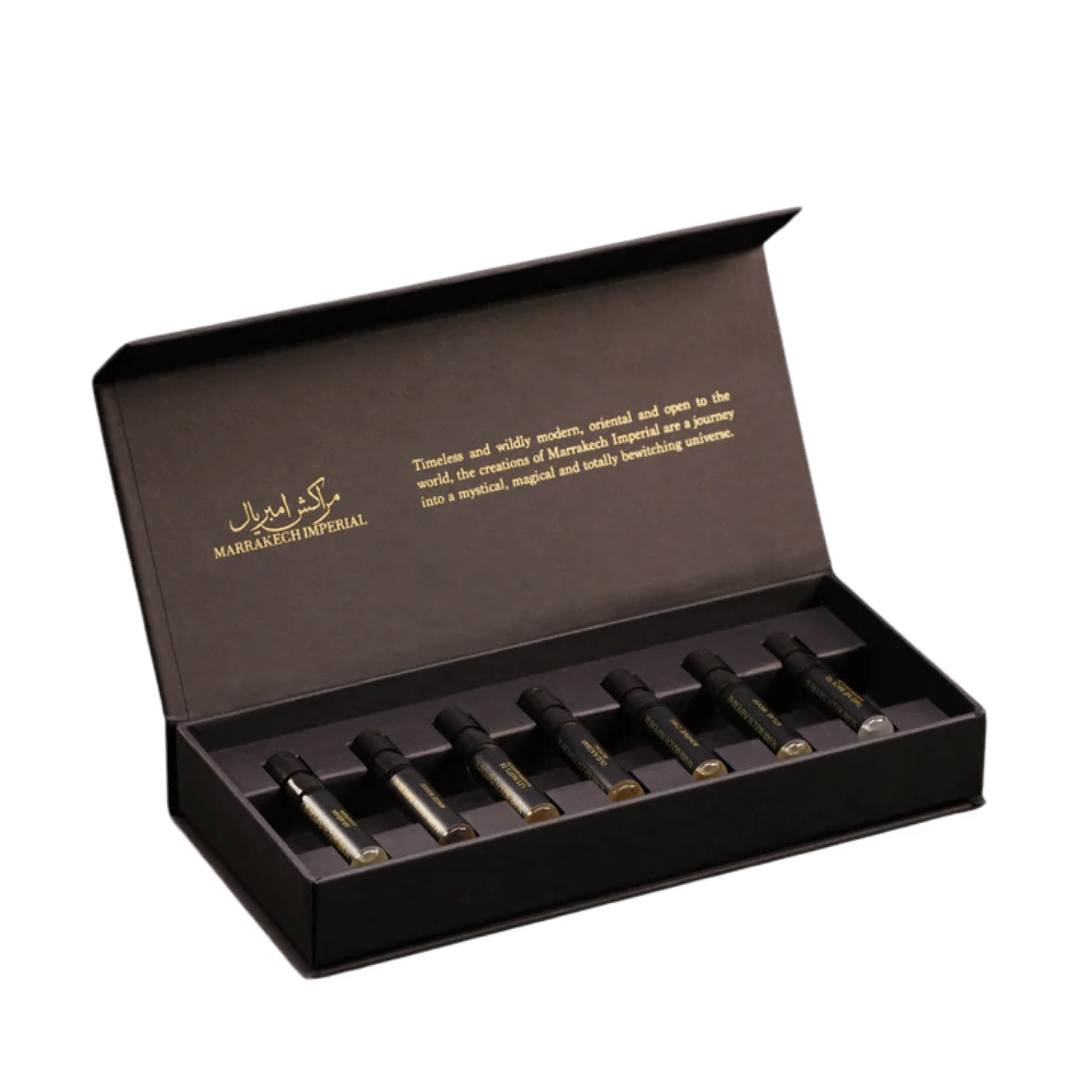 Marrakech Impérial DISCOVERY SET Eau de Parfum
Marrakech Impérial DISCOVERY SET – die Duftreise durch Marokko in einer Box bei scent amor dein Spezialist für feine Nischenparfums