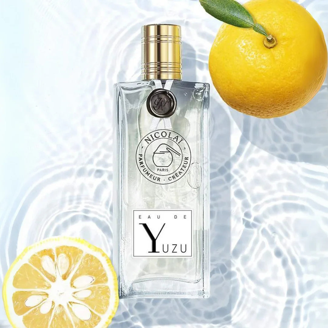 Nicolaï EAU DE YUZU Eau Fraiche Mood Flakon mit Zitrusfrucht und Wasser scent amor