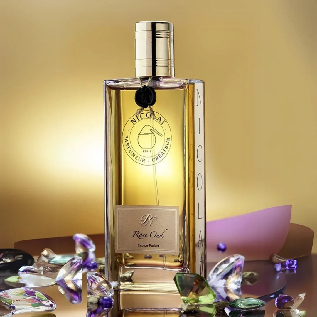 Nicolaï ROSE OUD Eau de Parfum Flakon Mood bunte Edelsteine scent amor