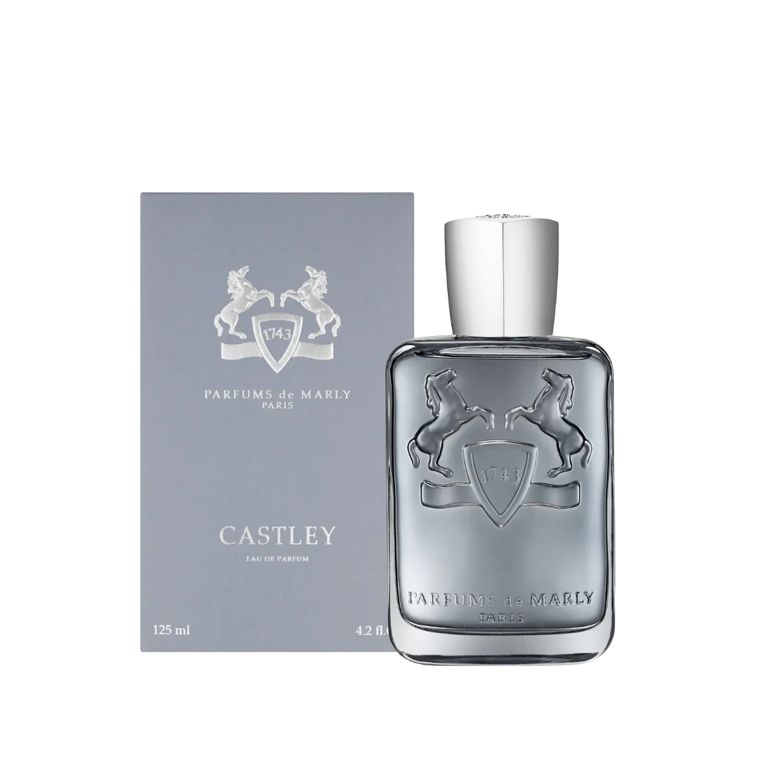 Parfums de Marly Castley Eau de Parfum – der Flakon steht neben der eleganten Box, ein Bild von Luxus und Raffinesse – erlebe es bei scent amor