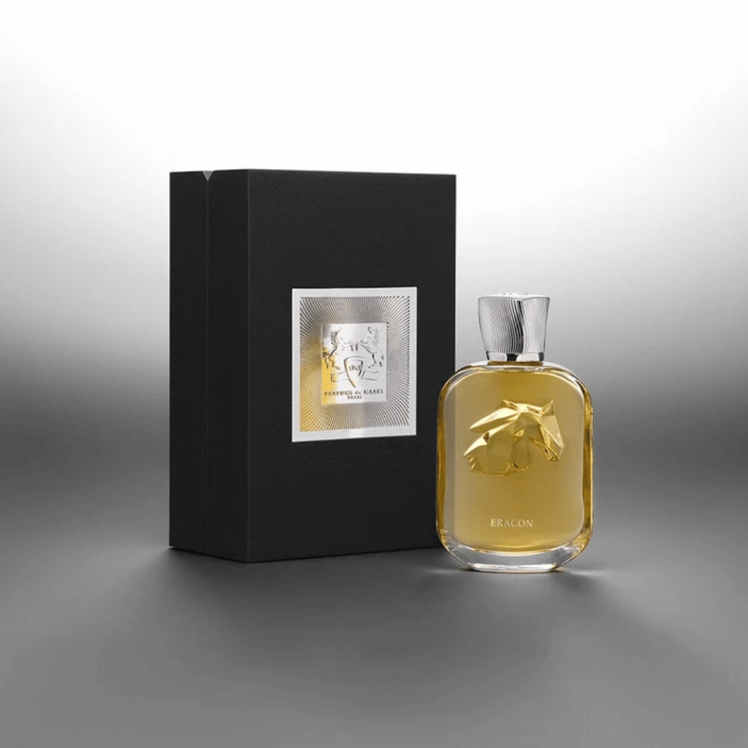 Parfums de Marly ERAGON Extrait de Parfum – Les Extraits Nischenduft Flakon vor der eleganten schwarzen Box präsentiert bei scent amor
