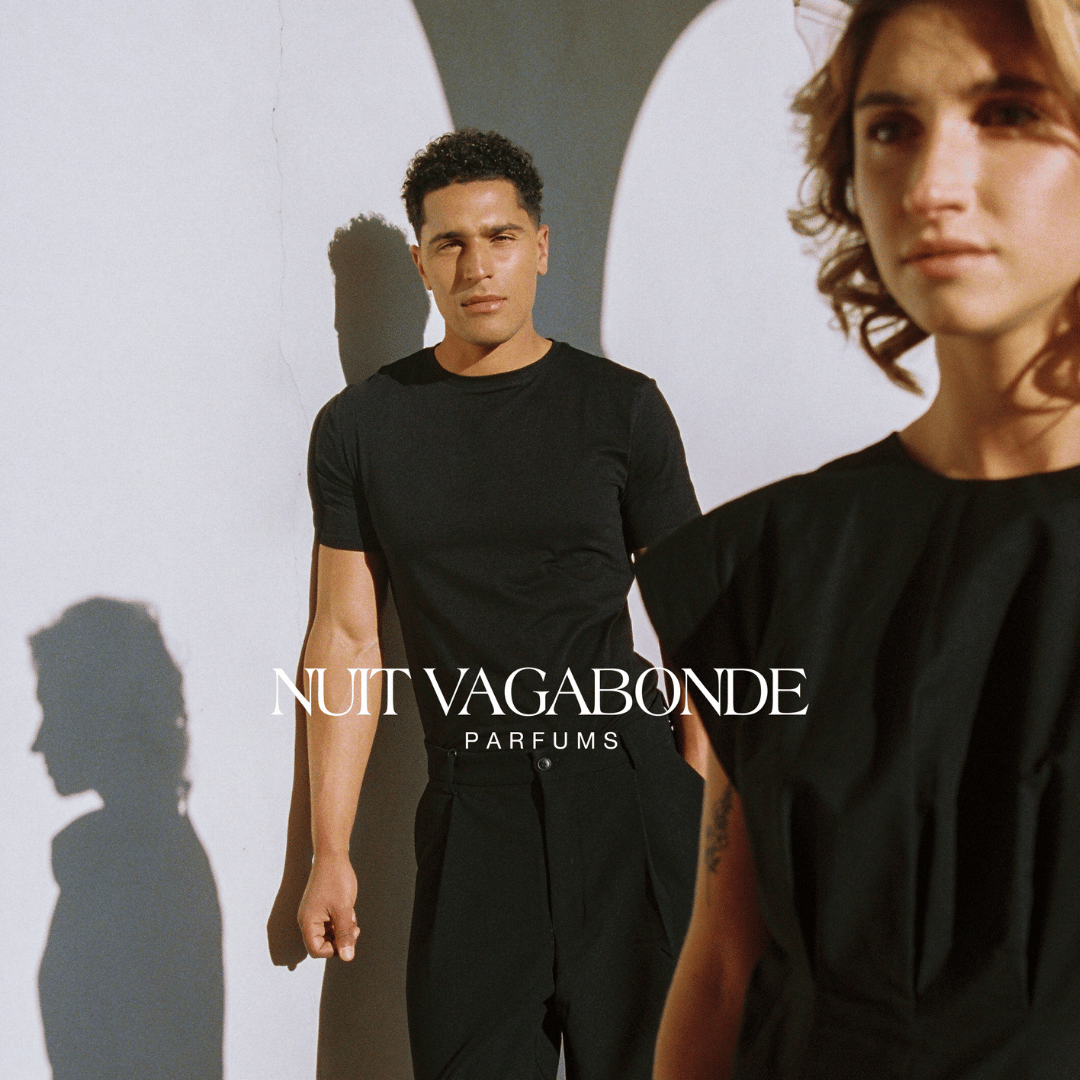 Peau de Cuir Nuit Vagabonde Nischenduft Mood mit Frau und Mann schwarz gekleidet bei scent amor Experte für Nischenparfum