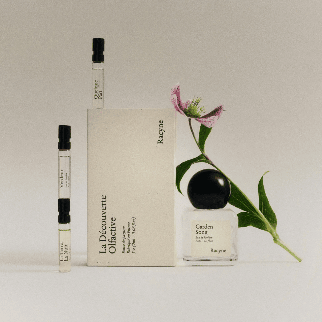 Racyne Discovery Set La Decouverte Olfactive mit Blüte bei scent amor Fachmann für Nischenduft