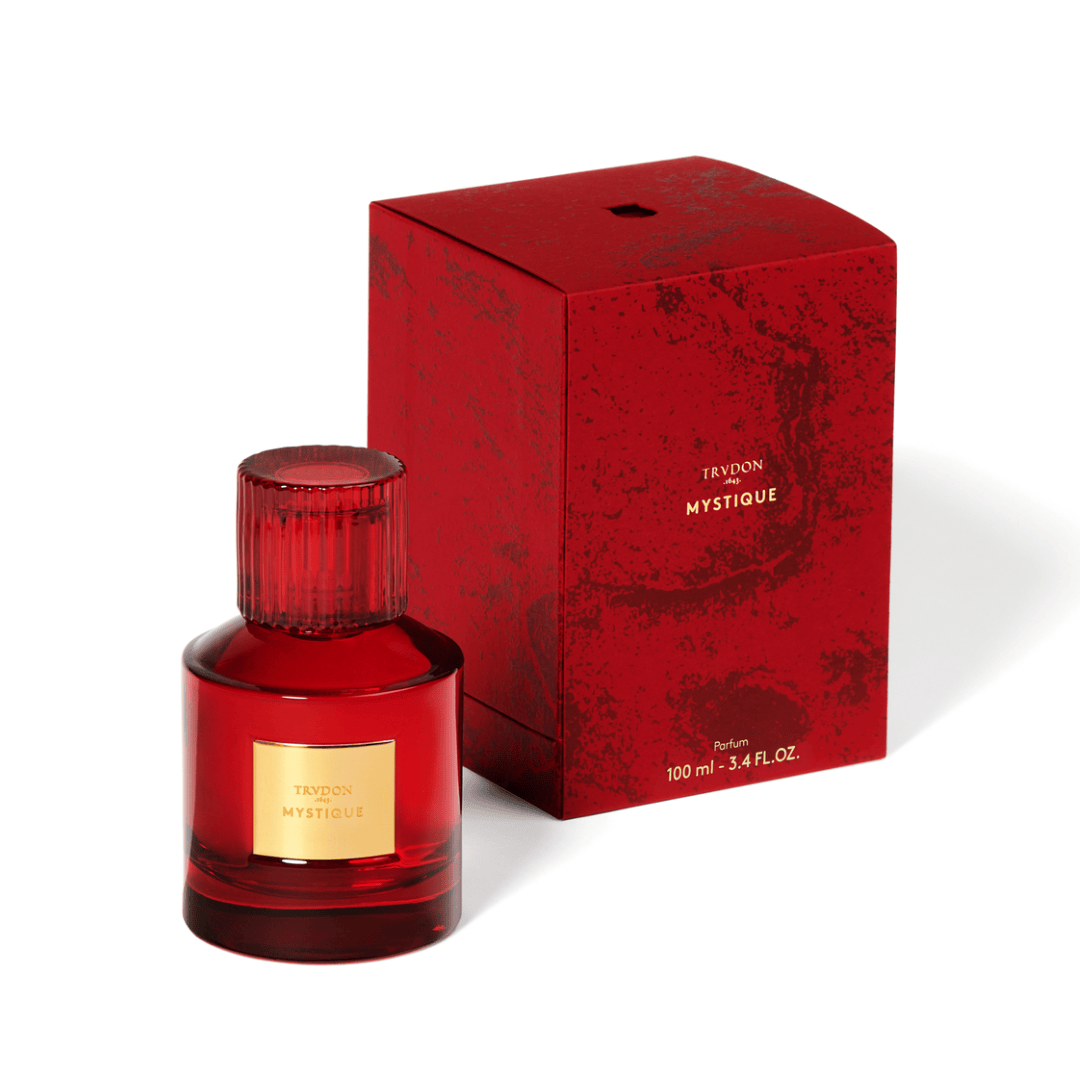 Trudon Mystique Nischenparfum in rotem Flakon und roter Umverpackung