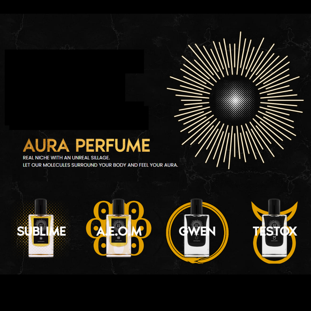 Image Aura Perfume mit den Düften Sublime, AEOM, Gwen und Testox