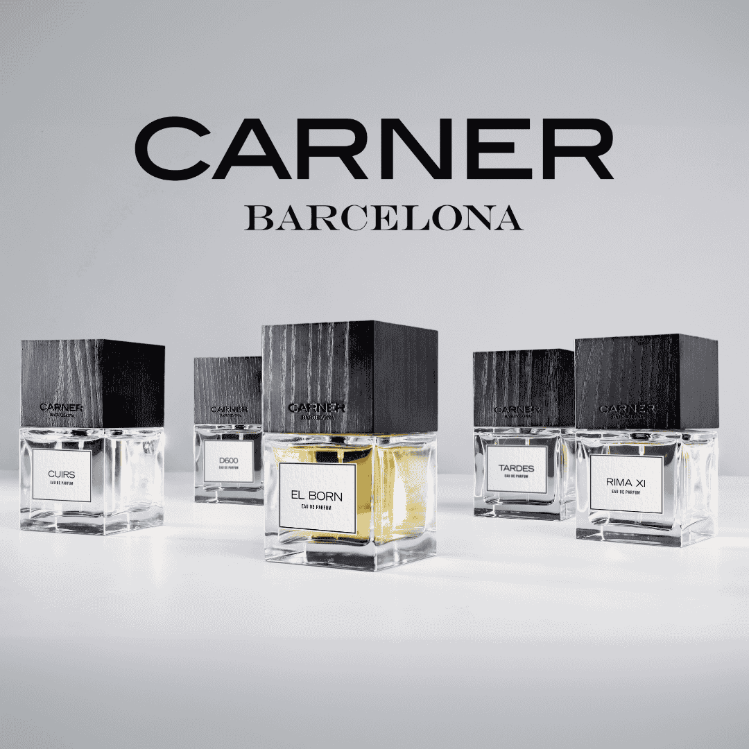 Gruppenfoto Carner Barcelona Nischenduft Kollektion Flakons von Tardes Rima XI El Born D600 und Cuirs