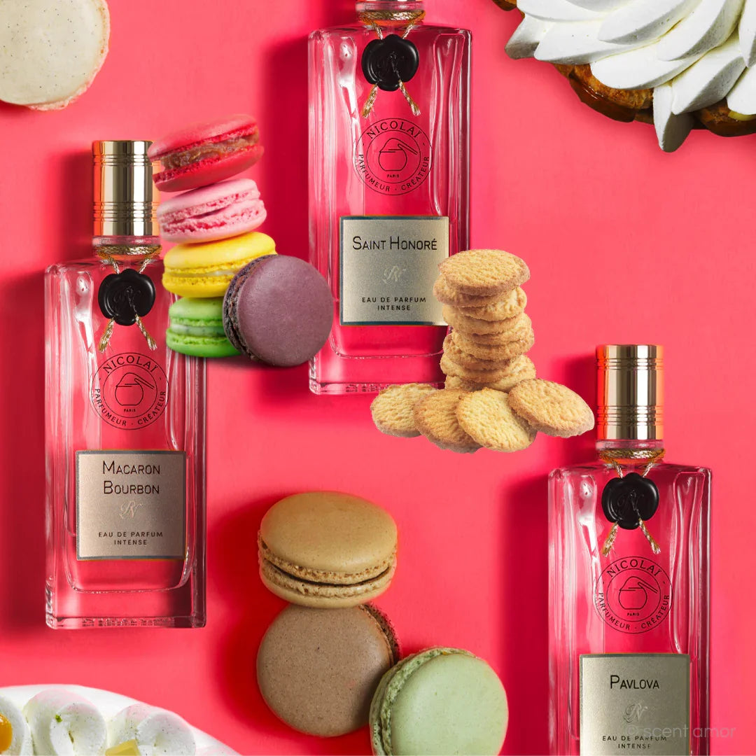 Nicolaï Gourmand Collection DISCOVERY SET Eau de Parfum Intense Mood Flakonsmit Gebäck scent amor