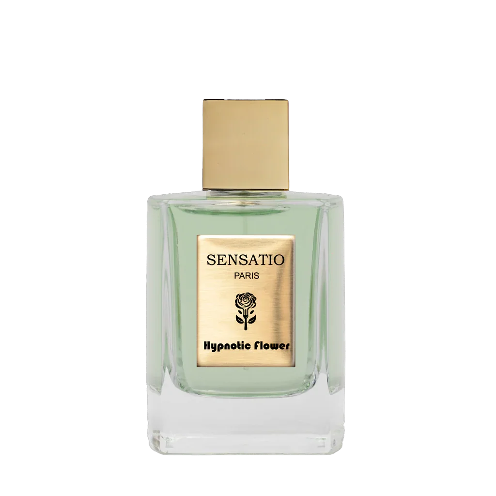 Hypnotic Flower - sinnlicher, luxuriöser Duft von Sensatio Paris im freigestellten Flakon auf transparentem Hintergrund, erhältlich auf scent amor