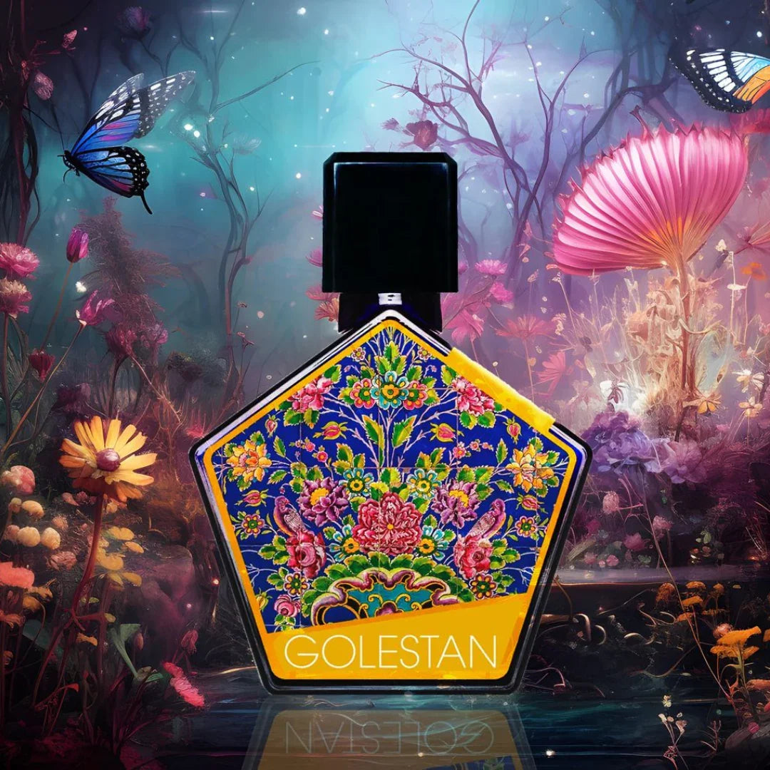 tauer perfumes golestan flakon vor blumen