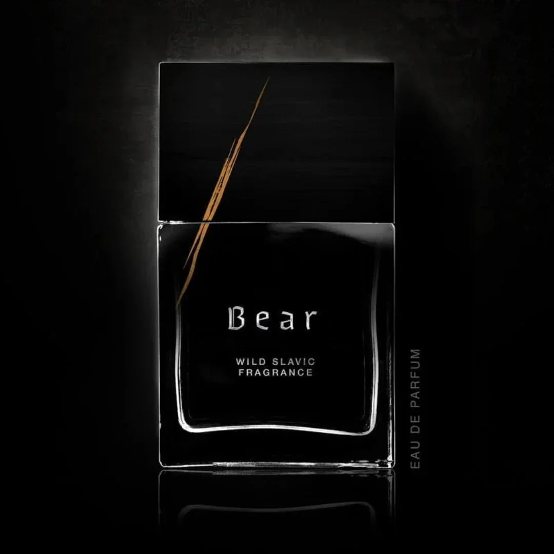 wolf brothers bear flakon auf schwarzem hintergrund