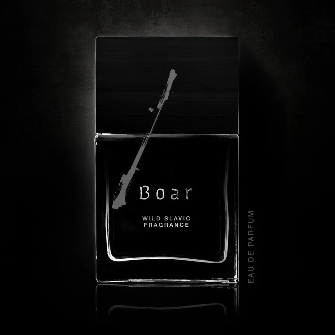 wolf brothers boar flakon auf schwarzem hintergrund