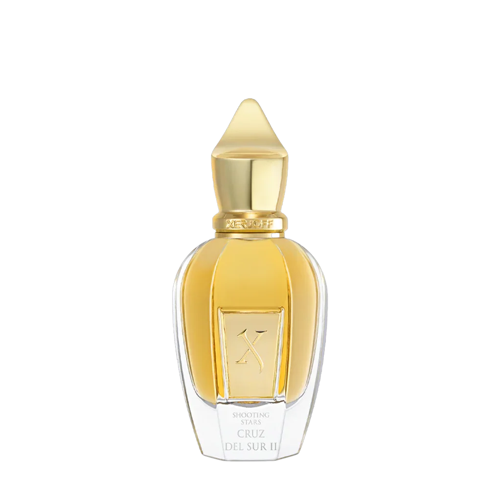 Freigestellter Flakon von Xerjoff Cruz del Sur II Eau de Parfum – ein exotisch-cremiger Nischenduft mit tropischer Tiefe aus der Shooting Stars-Kollektion, jetzt bei scent amor entdecken