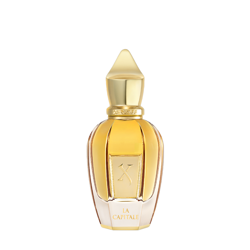 Freigestellter Flakon von Xerjoff La Capitale Eau de Parfum – ein fruchtig-ledriger Nischenduft mit gourmandiger Raffinesse aus der Spotlight Collection, jetzt bei scent amor entdecken