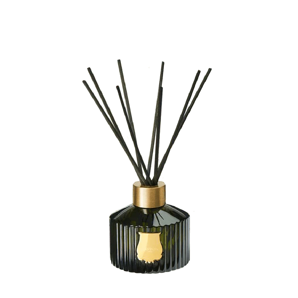 Trudon ABD EL KADER - Diffuser, schwarzer geriffelter Glasflakon mit goldfarbenem Emblem und Stäbchen.