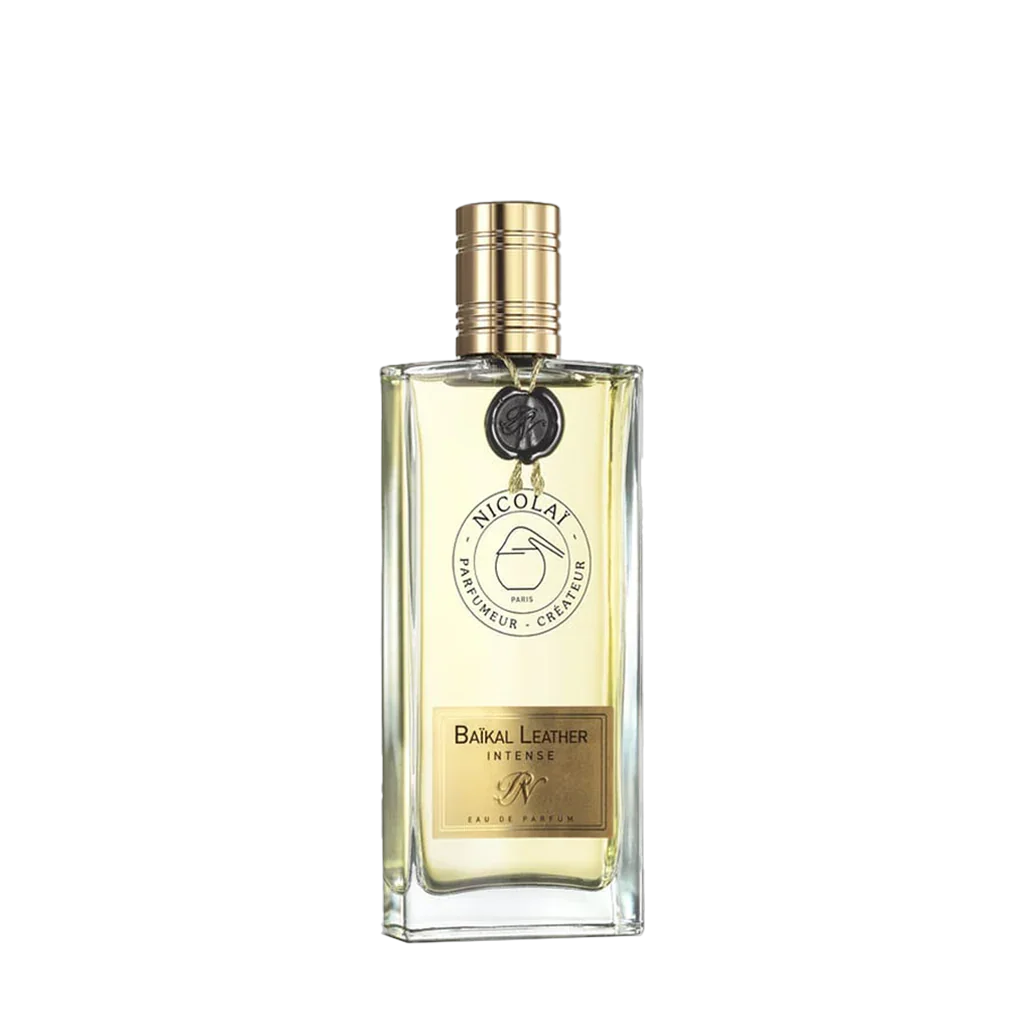 Nicolaï BAIKAL LEATHER INTENSE Eau de Parfum Flakon freigestellt frontal scent amor