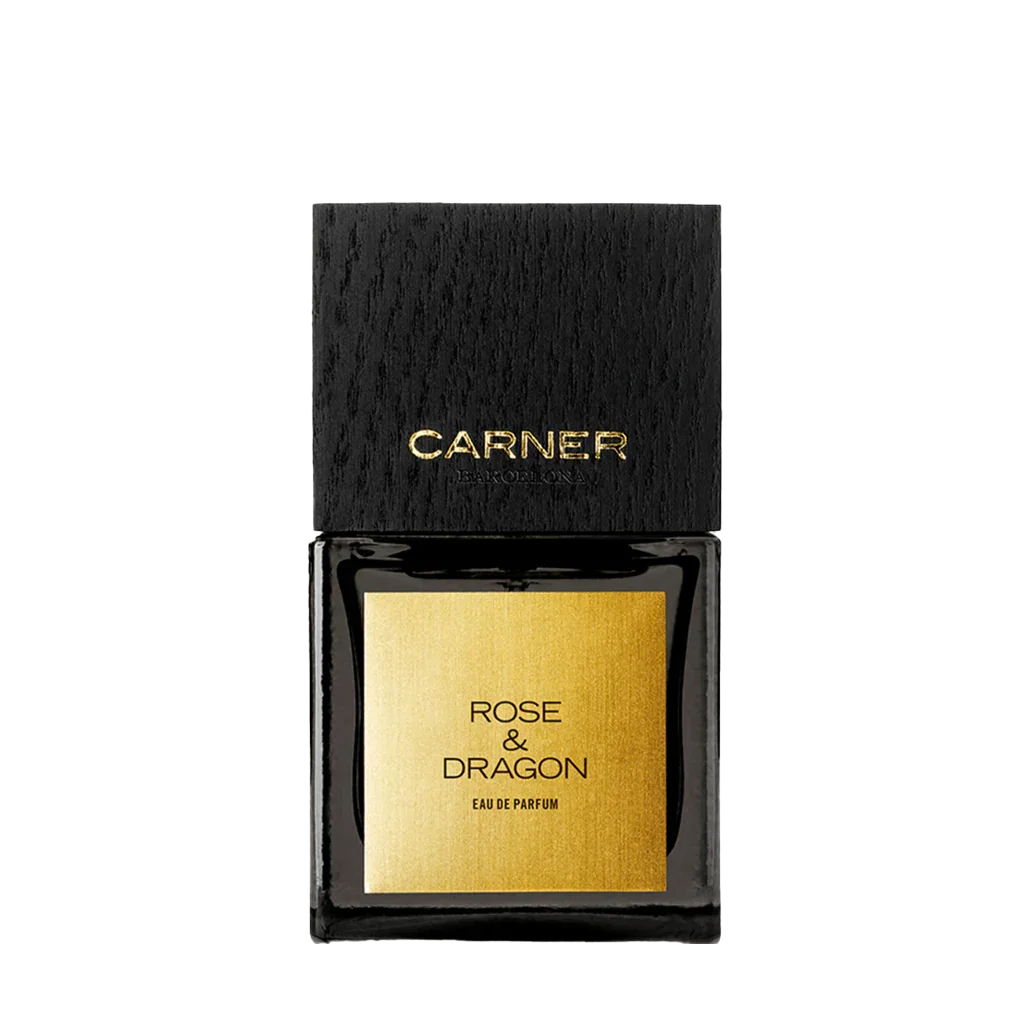 Carner Barcelona Black Collection ROSE & DRAGON Eau de Parfum Flakon freigestellt frontal scent amor