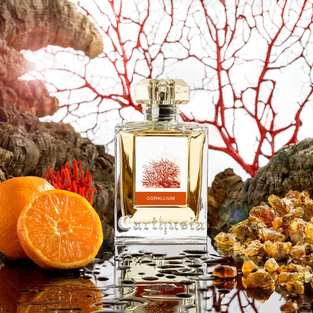 Carthusia CORALLIUM Duftbild mit Orange und Koralle – maritimes Parfum mit Capri-Atmosphäre jetzt bei scent amor entdecken