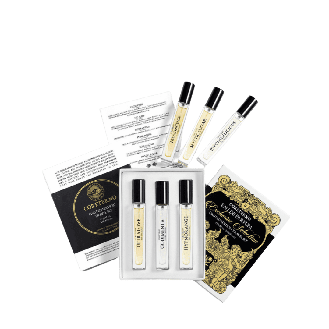 coreterno travel set freigestellt scent amo