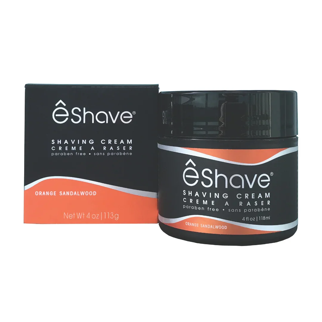 eShave Orange Sandelholz Rasiercreme mit Verpackung – hochwertige Rasurpflege für empfindliche Haut bei scent amor kaufen