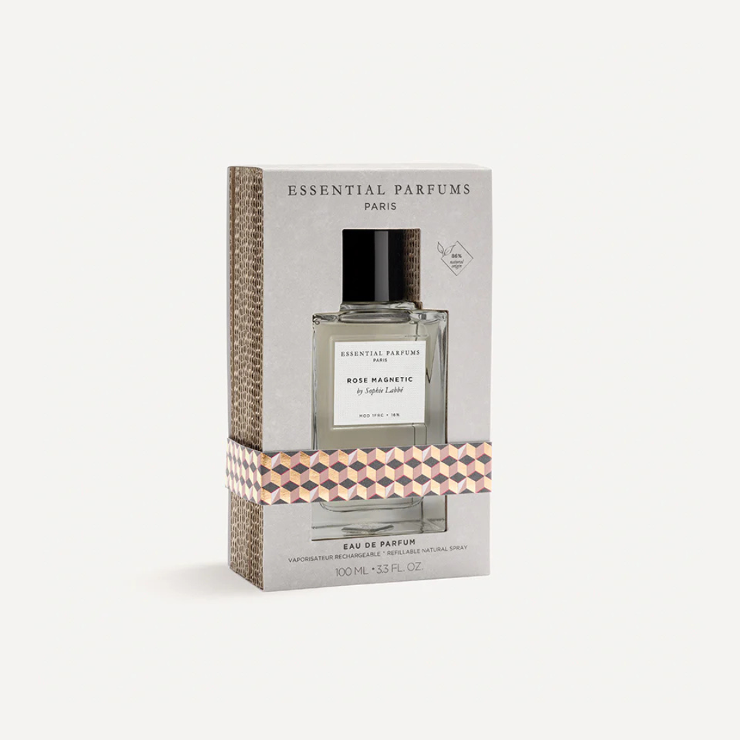 Essential Parfums Rose Magnetic Eau de Parfum by Sophie Labbé – Flakon mit Box, stilvolle Präsentation eines eleganten Nischenparfums bei scent amor