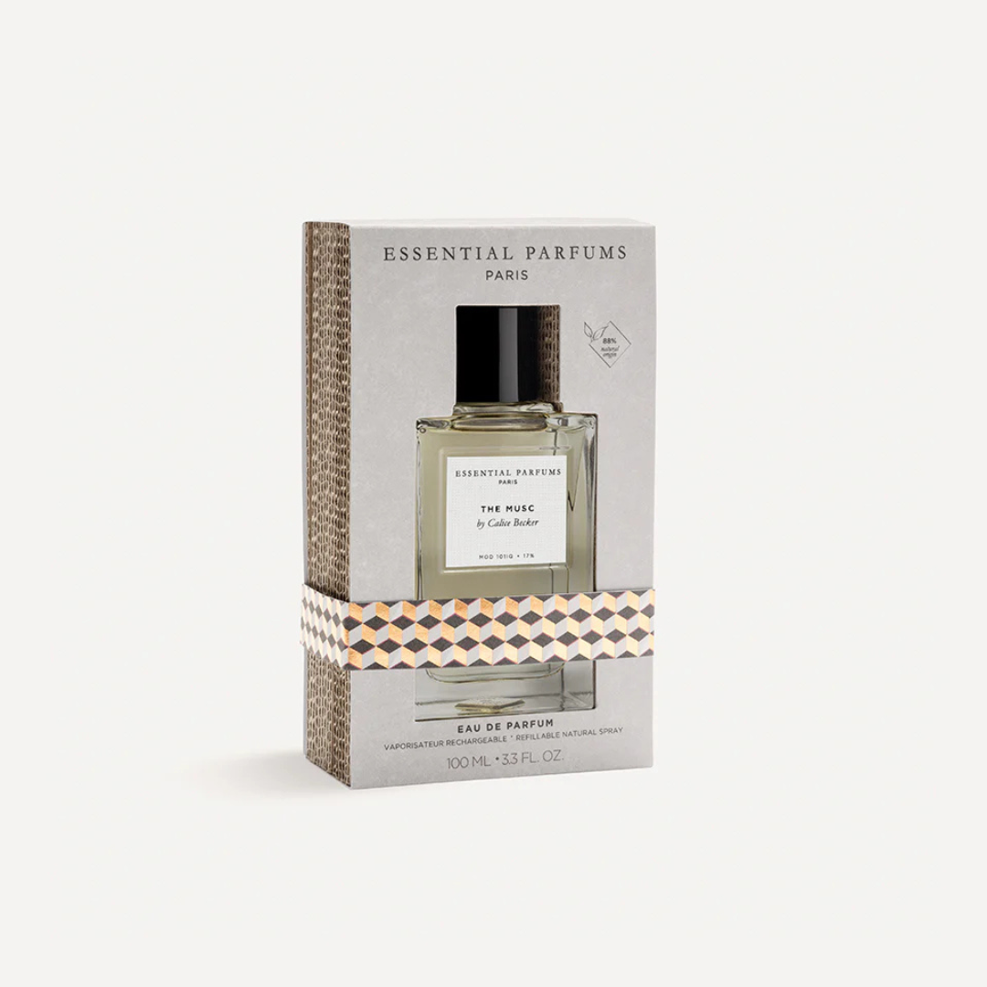 Essential Parfums The Musc Eau de Parfum by Calice Becker – Flakon mit Box, elegante Präsentation eines modernen Nischenparfums bei scent amor