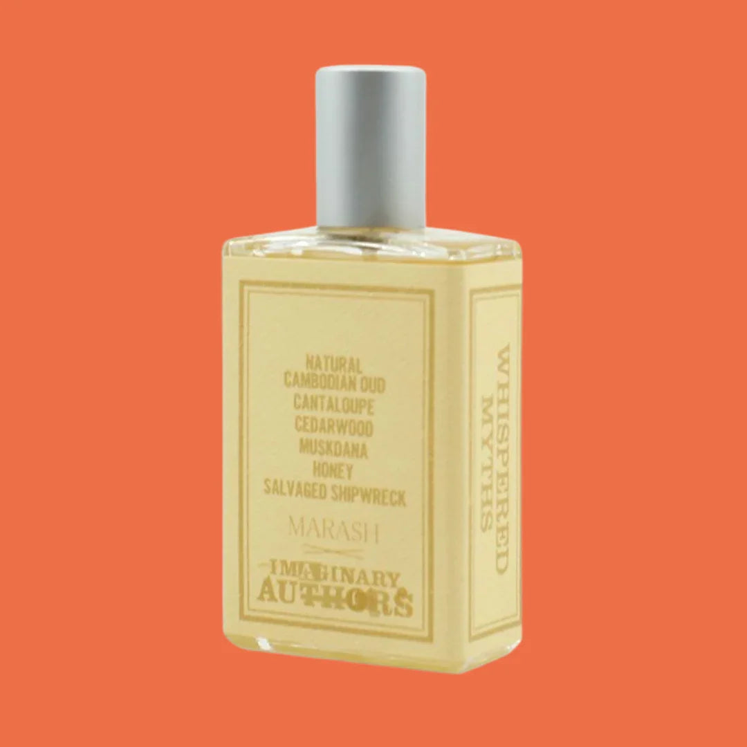 Rückseite des Flakons von Imaginary Authors WHISPERED MYTHS Eau de Parfum – kunstvoll gestaltetes Parfum mit geheimnisvoller Aura bei scent amor