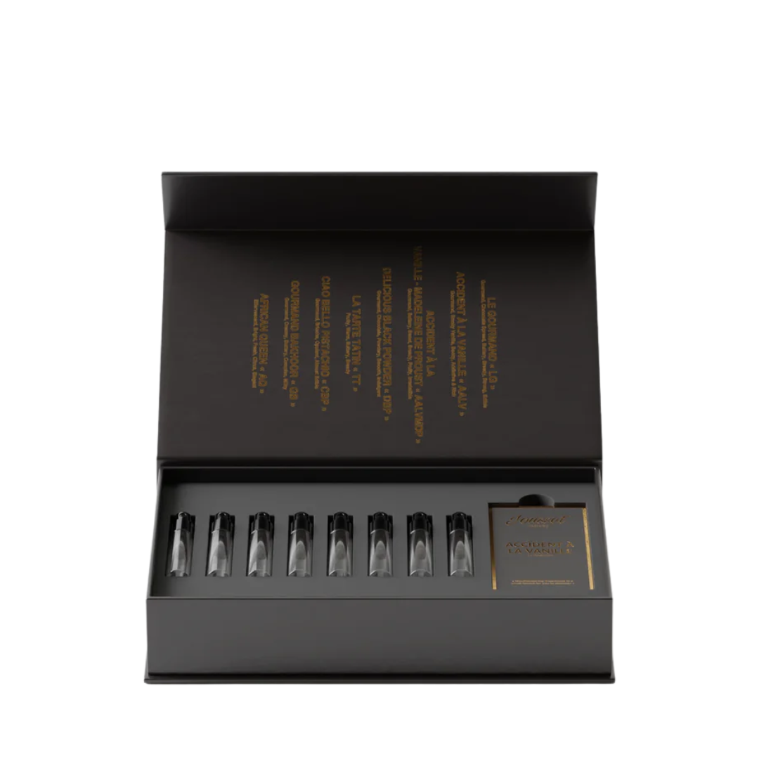 Freigestellte Box mit Proben von Jousset Parfums Discovery Set – exklusive Auswahl an Nischendüften bei scent amor entdecken
