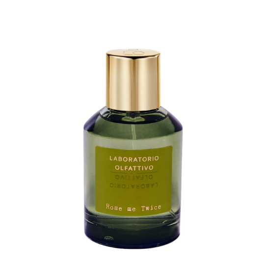 Laboratorio Olfattivo Rose Me Twice Eau de Parfum, olivgrüner Flakon mit goldener Kappe und minimalistischem Design, erhältlich bei scent amor.