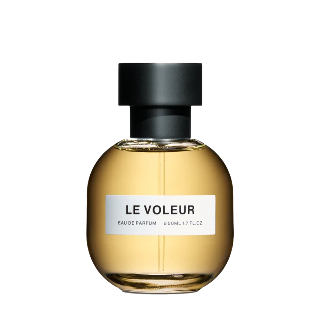 Rundes Parfümfläschchen "Le Voleur" mit schwarzem Verschluss, 50 ml, von SON VENÏN.